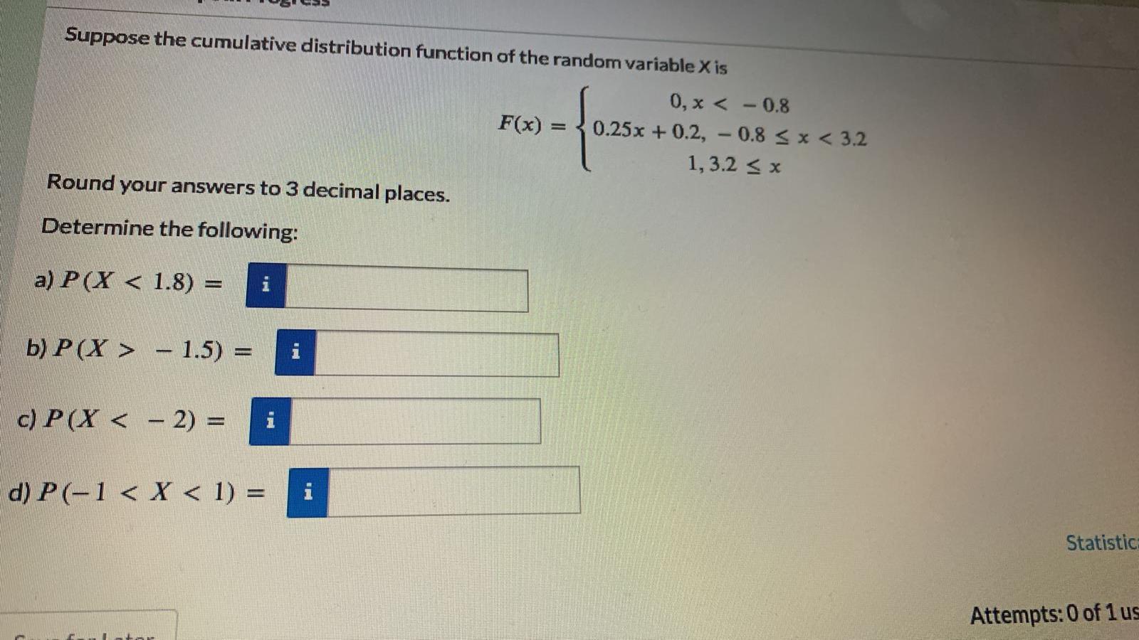 Solved Suppose The Cumulative Distribution Function Of The | Chegg.com