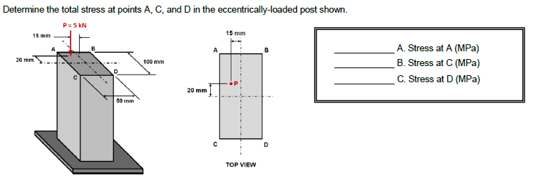 Solved Determine the total stress at points A, C, and D in | Chegg.com