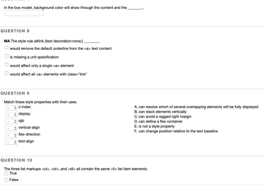 Solved QUESTION 24 Match these components o f the layout box | Chegg.com