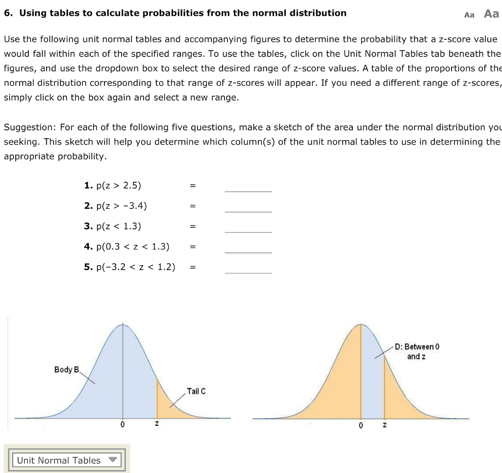 Solved 6. Using tables to calculate probabilities from the | Chegg.com