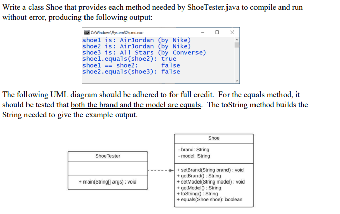 Solved Shoe Tester java public class ShoeTester{ public | Chegg.com