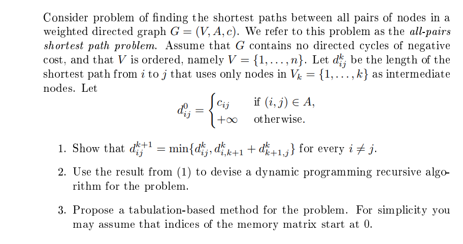 Solved Consider Problem Of Finding The Shortest Paths | Chegg.com