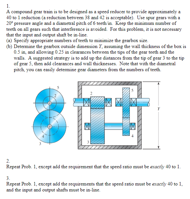 Solved 1. A compound gear train is to be designed as a speed | Chegg.com