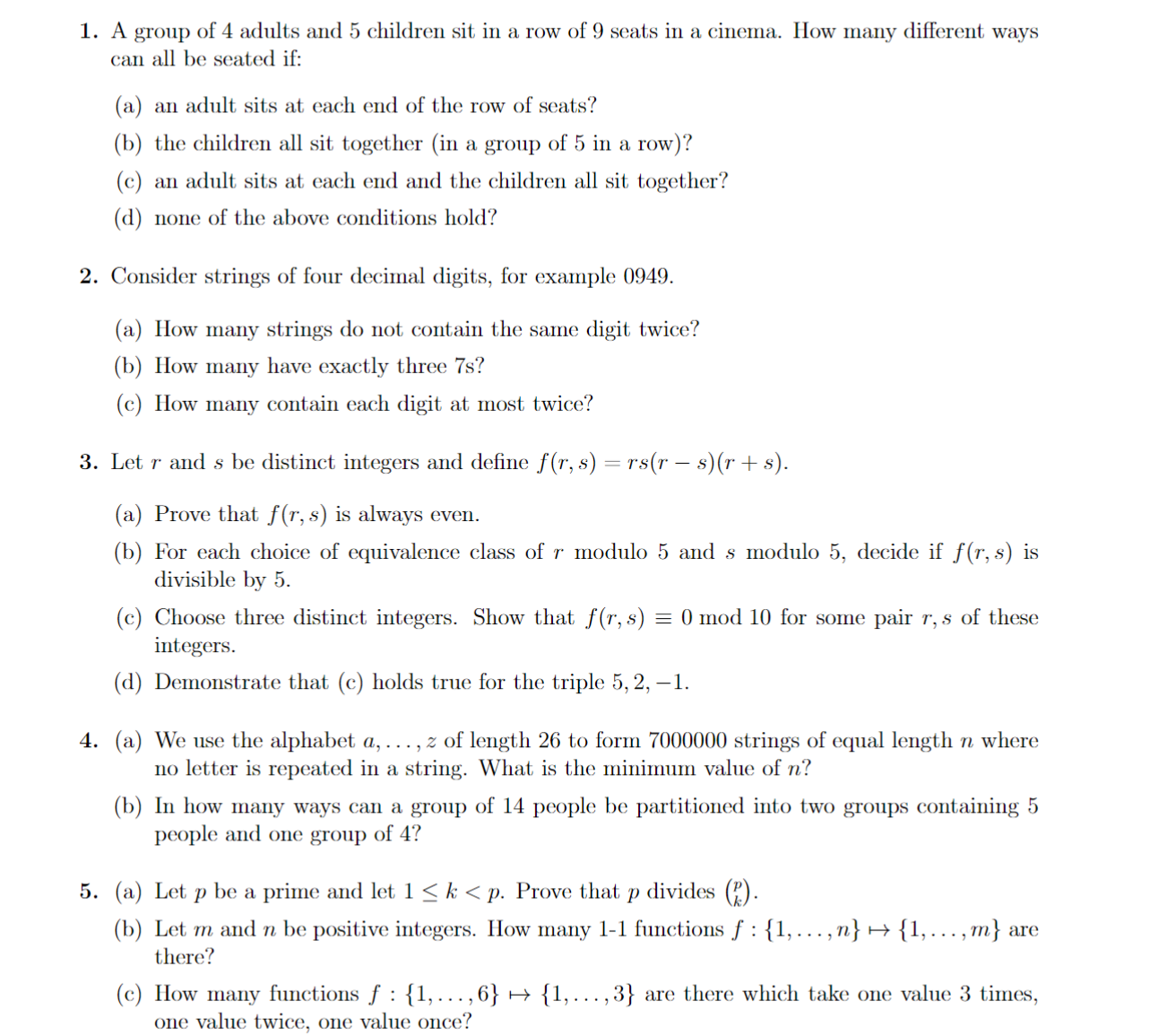 Solved 1. A group of 4 adults and 5 children sit in a row of