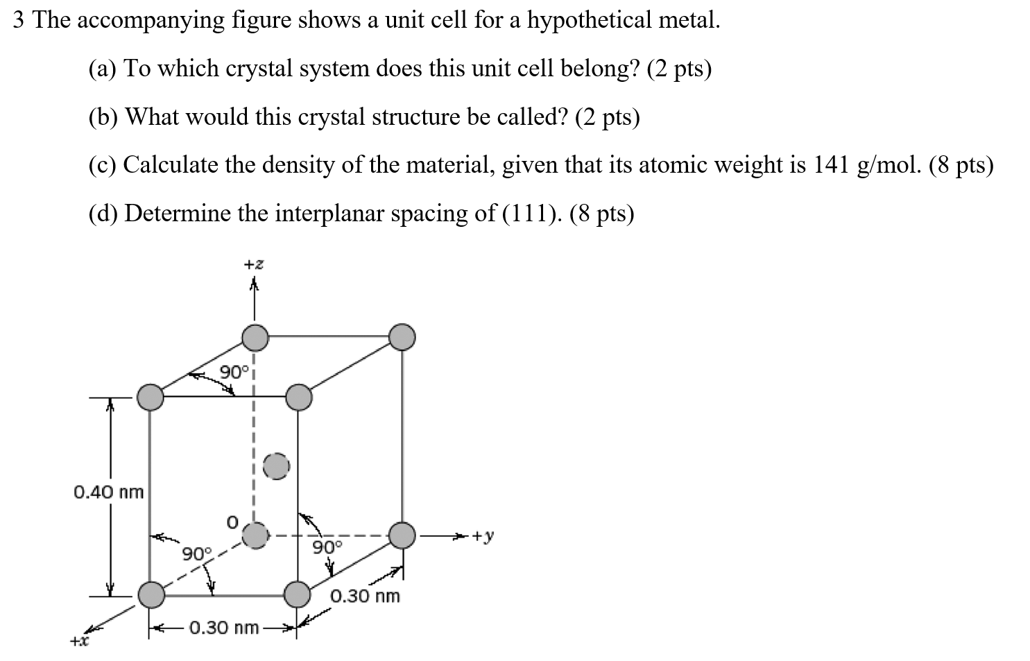 Solved 3 The Accompanying Figure Shows A Unit Cell For A | Chegg.com