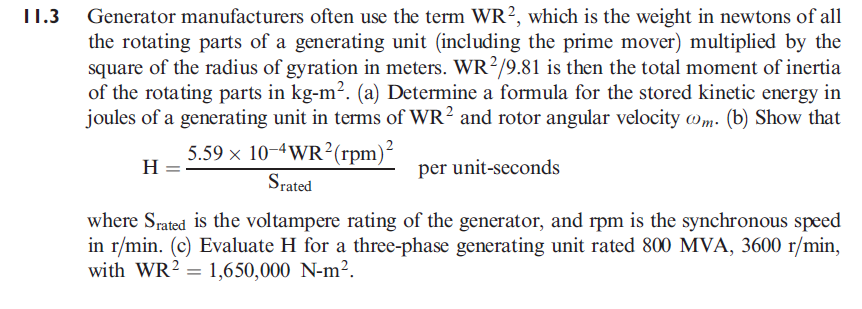 Solved 11.3 Generator manufacturers often use the term WR?, | Chegg.com