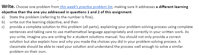 Solved Write. Choose one problem from this week's practice | Chegg.com