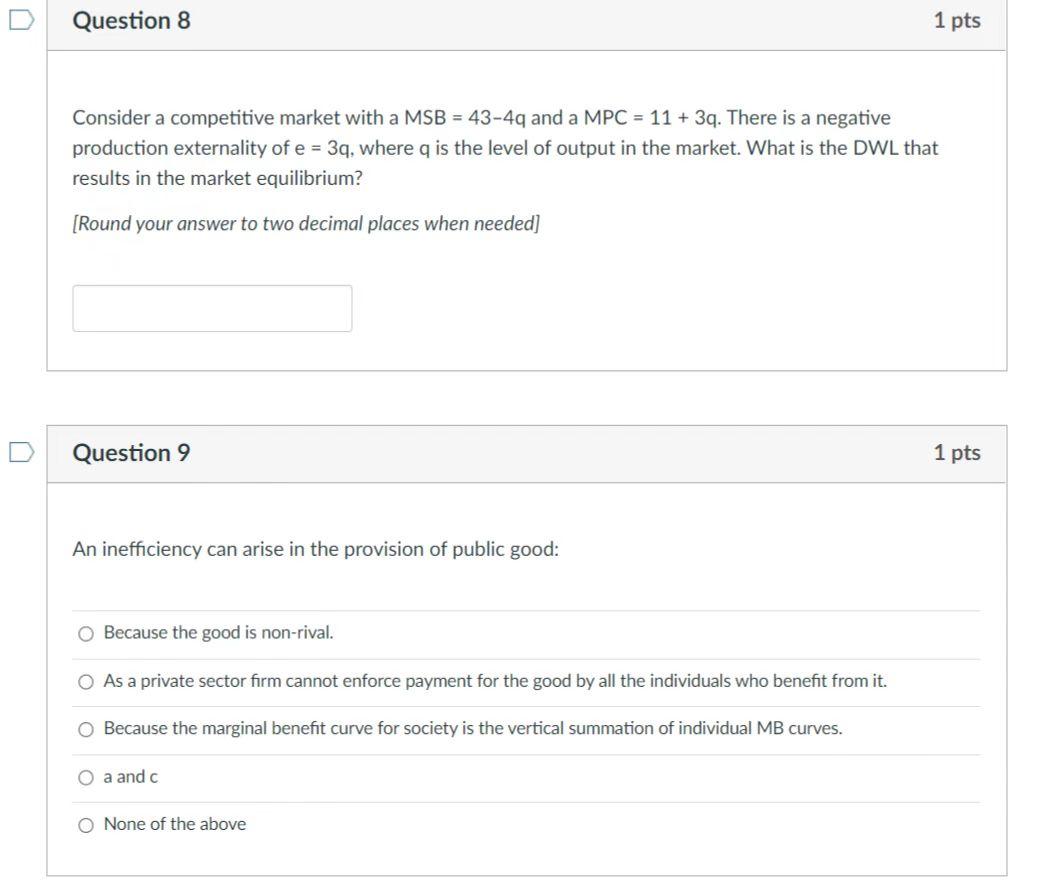 Solved Consider a competitive market with a MSB =43−4q and a | Chegg.com