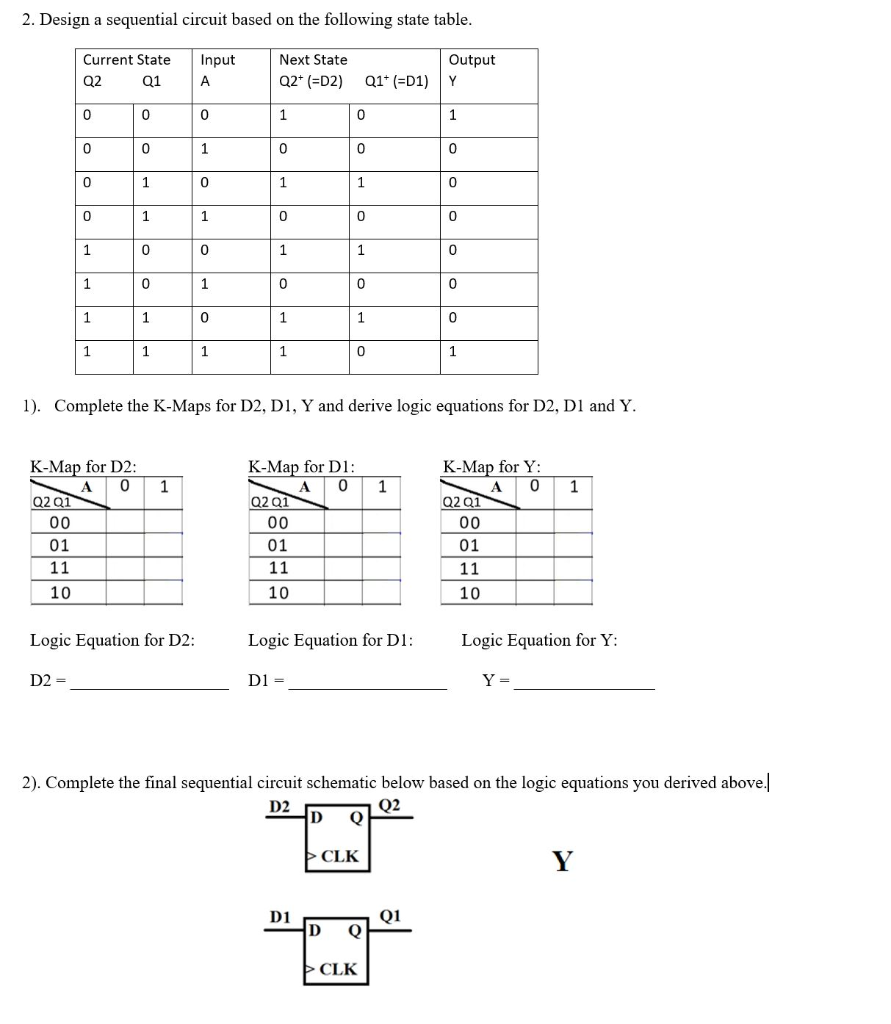 Solved 2. Design a sequential circuit based on the following | Chegg.com