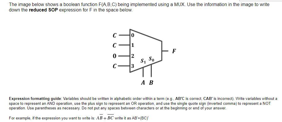 Solved The image below shows a boolean function F(A,B,C) | Chegg.com
