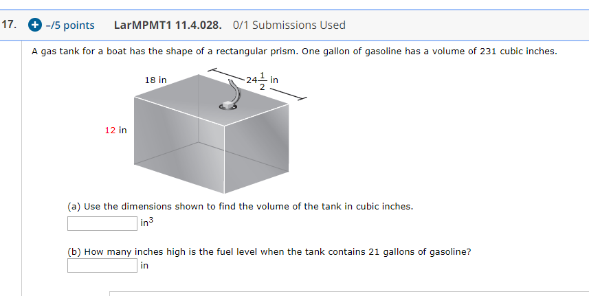 Cubic inches shop of a gallon