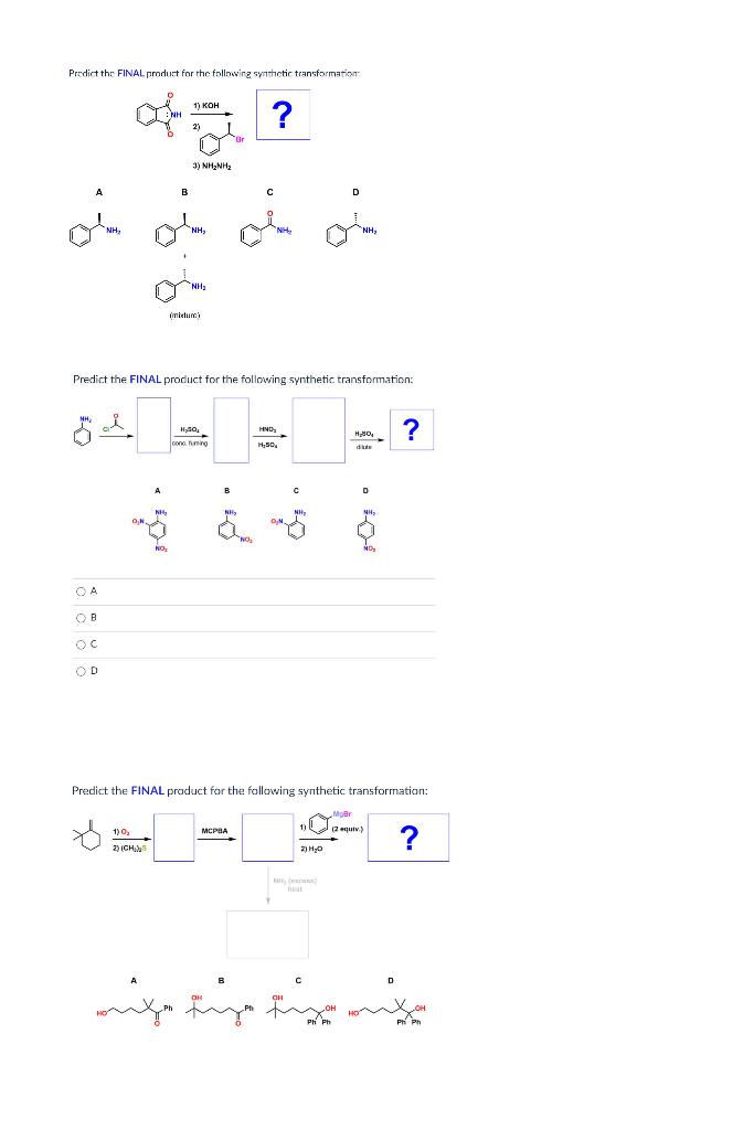 Solved Predict the FINAL product for the following synthetic | Chegg.com