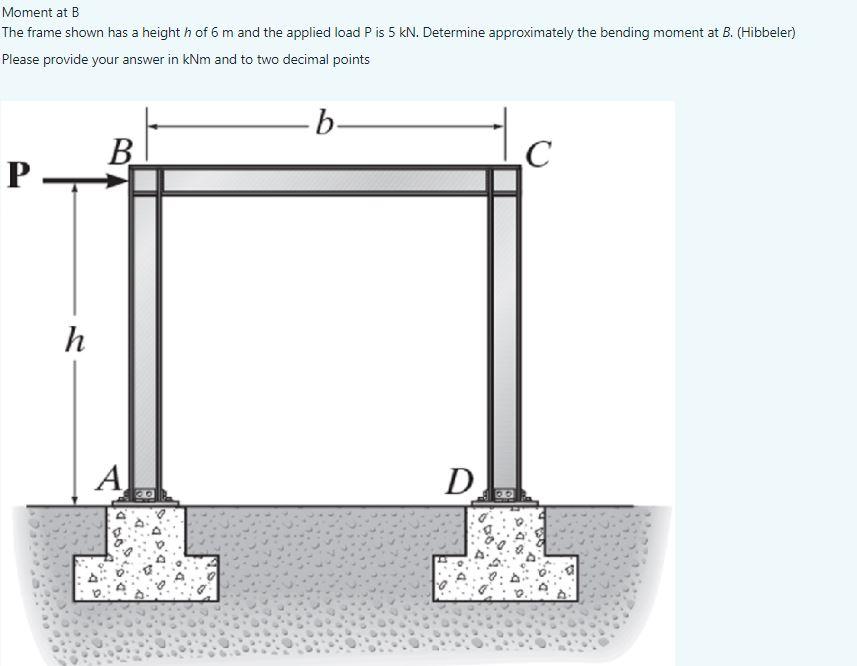 Solved Moment at B The frame shown has a height h of 6 m and | Chegg.com