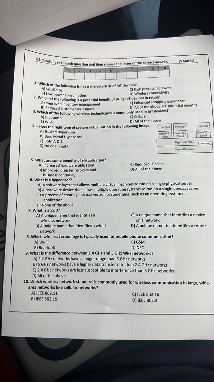 Solved Q2. Carefully read each question and then choose the | Chegg.com
