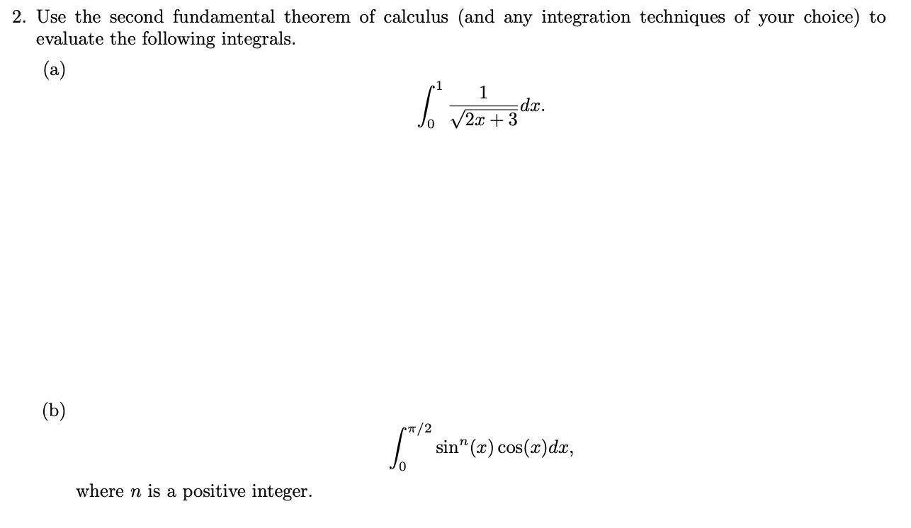 second fundamental theorem of calculus homework answers