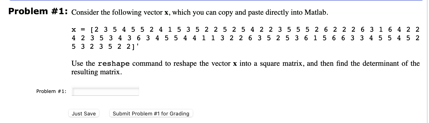 Solved Problem #1: Consider the following vector x, which | Chegg.com