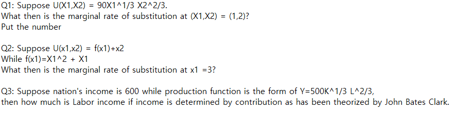 Solved Q1: Suppose U(X1,X2)=90X1∧1/3×2∧2/3. What then is the | Chegg.com