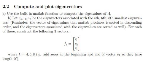 Solved 2.2 Compute and plot eigenvectors a) Use the built in | Chegg.com