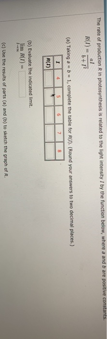 Rate R Production Solved The rate of production R in photosynthesis is related | Chegg.com