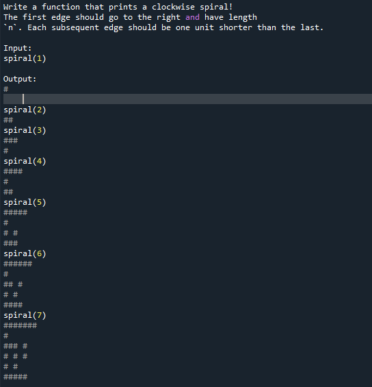 Solved Python Write a function that prints a clockwise | Chegg.com
