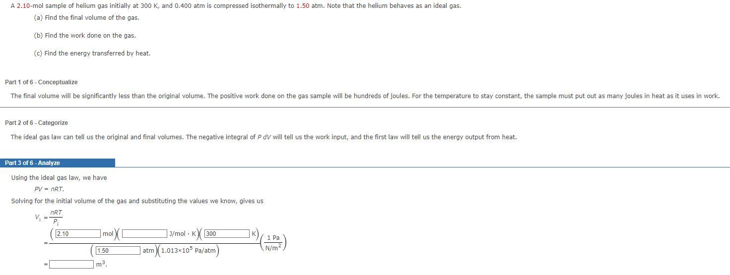 Solved A Mol Sample Of Helium Gas Initially At K Chegg Com