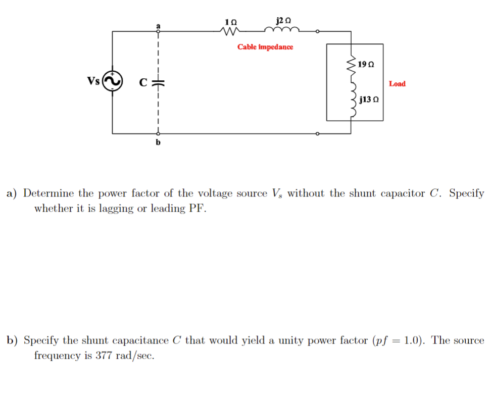 Solved a) Determine the power factor of the voltage source