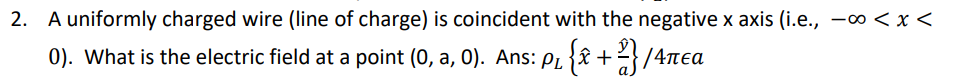 Solved 2. A uniformly charged wire (line of charge) is | Chegg.com