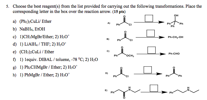 Solved Oh A Ph Ph Ph Ph B 5 Choose The Best Reagent S Chegg Com