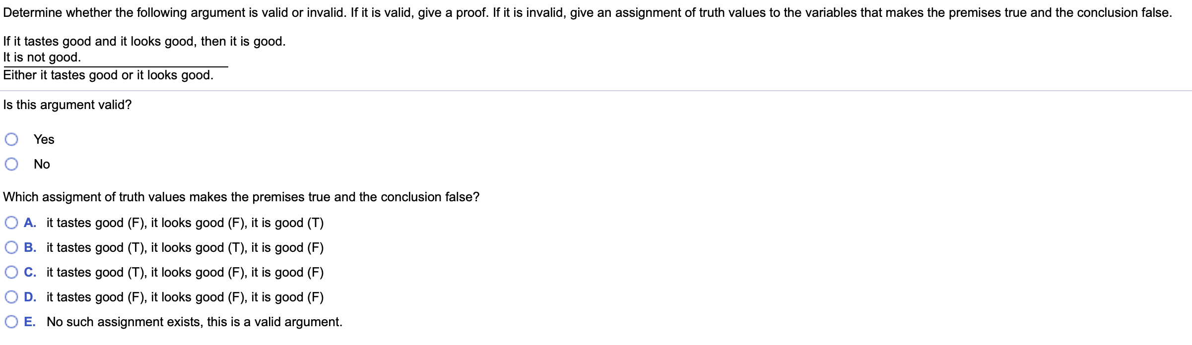 Solved Determine whether the following argument is valid or | Chegg.com