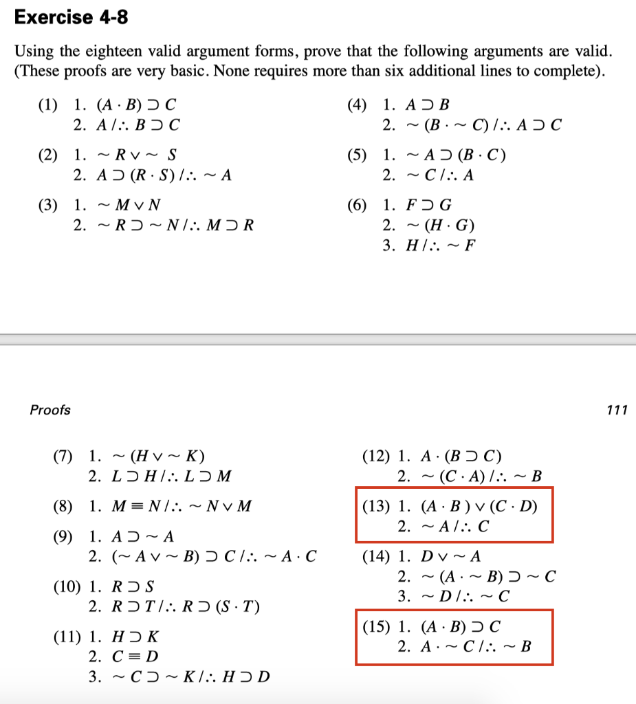 Solved Exercise 4 8 Using The Eighteen Valid Argument For Chegg Com