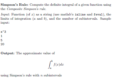 Solved Simpson's Rule: Compute the definite integral of a | Chegg.com