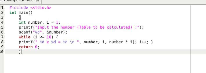 Solved Displaying the multiplication table for a given | Chegg.com