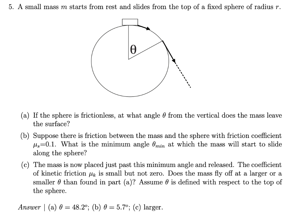Solved 5. A small mass m starts from rest and slides from