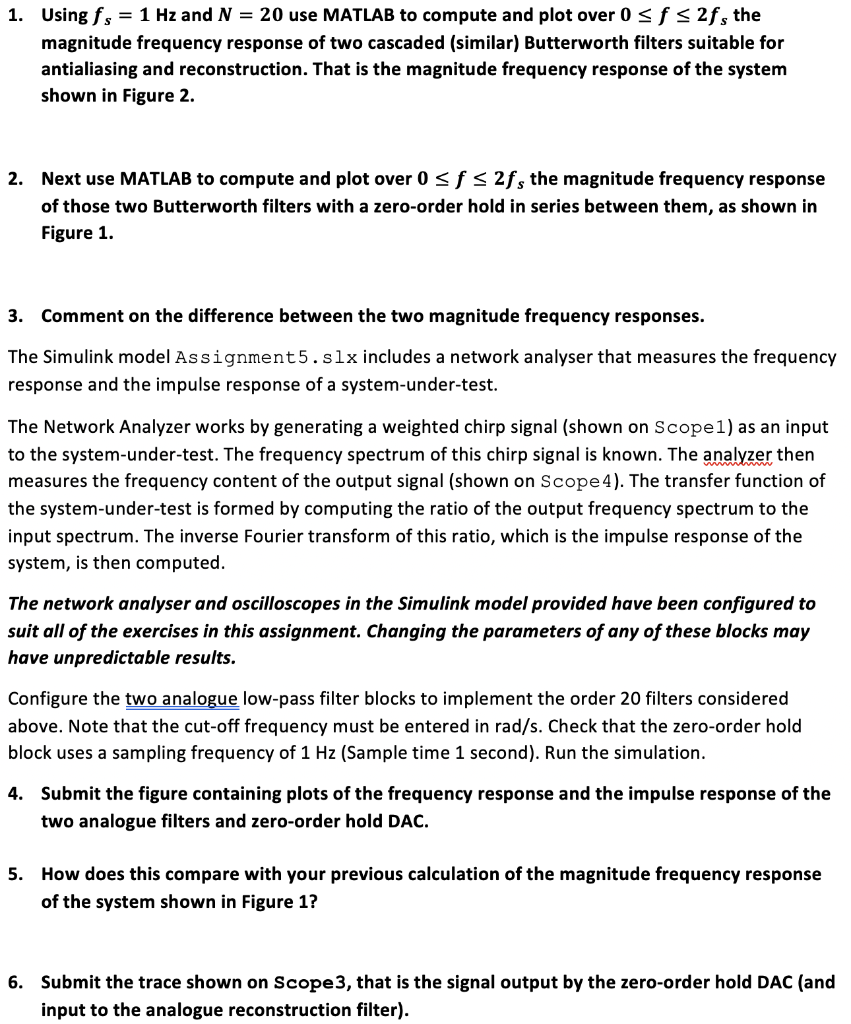 1. Sampling and Reconstruction Using a Zero-Order | Chegg.com