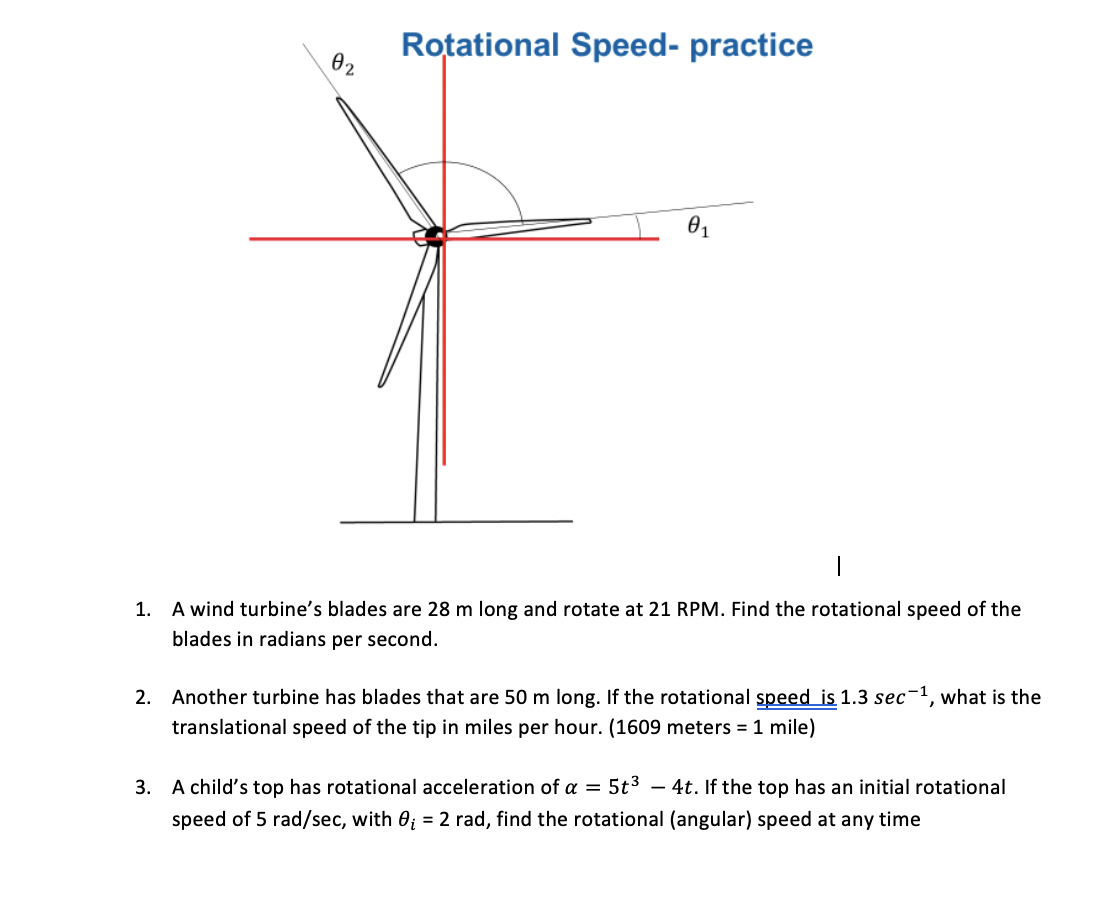 Solved Rotational Speed practice T 01 1 A Wind Turbine s Chegg