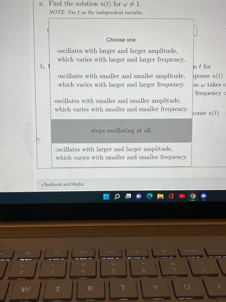Solved = Consider the forced but undamped system described | Chegg.com