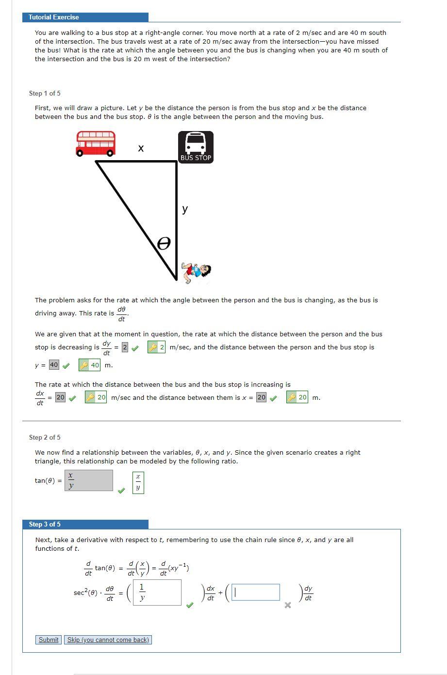 Solved Tutorial Exercise You are walking to a bus stop at a | Chegg.com