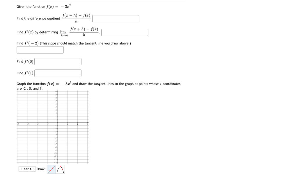 Solved Given the function f(x)=−3x2 Find the difference | Chegg.com