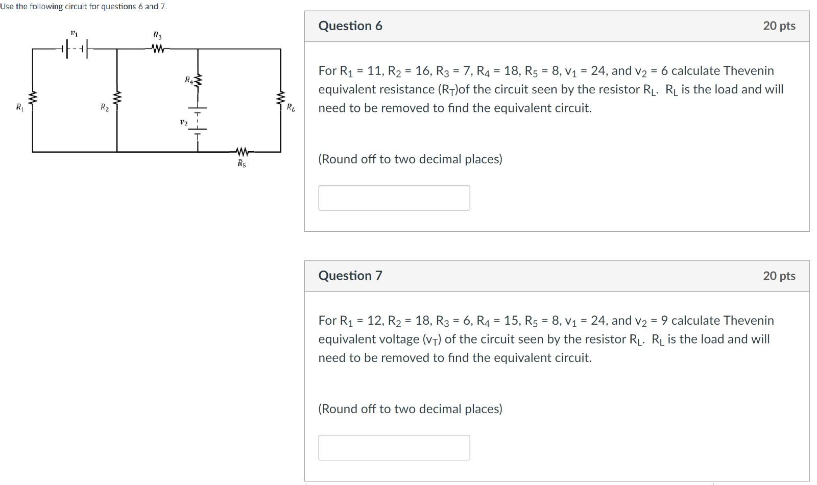 Solved Use the following circuit for questions 6 and 7. | Chegg.com