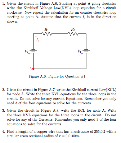Solved 1. Given the circuit in Figure A.6, Starting at point | Chegg.com