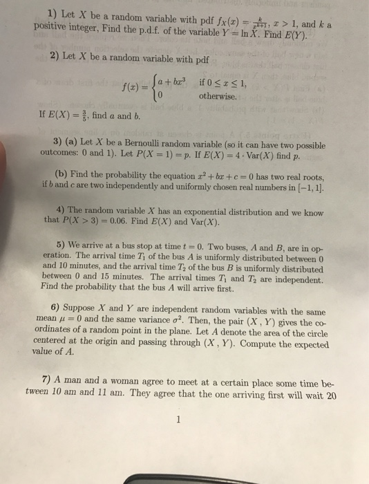 Solved 1 Let X Be A Random Variable With Pdf Fxx Z 1 0361