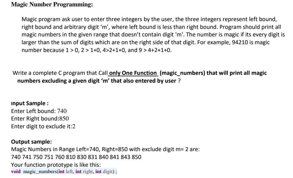 Solved Magic Number Programming: Magic program ask user to | Chegg.com
