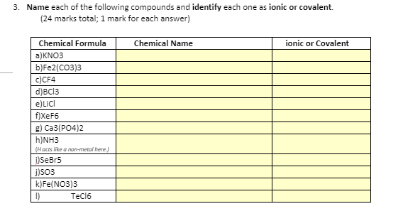 Solved 3. Name each of the following compounds and identify | Chegg.com