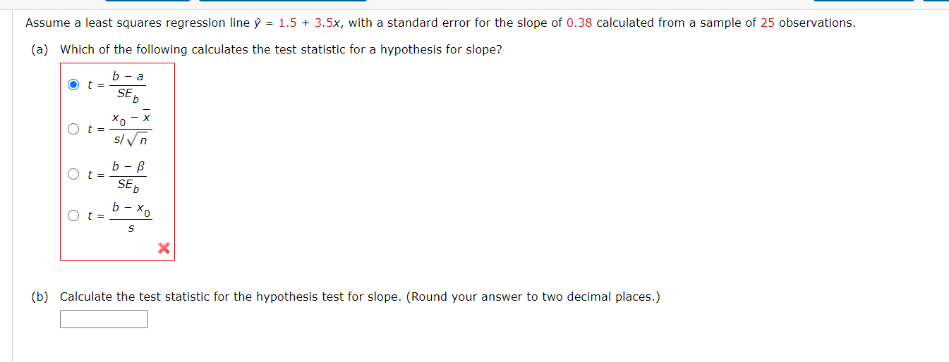 Solved Assume A Least Squares Regression Line U 1 5 3 Chegg Com