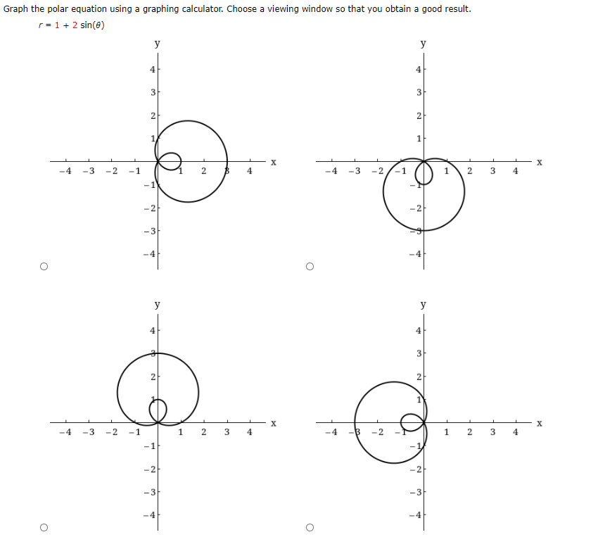 Solved Graph the polar equation using a graphing calculator.