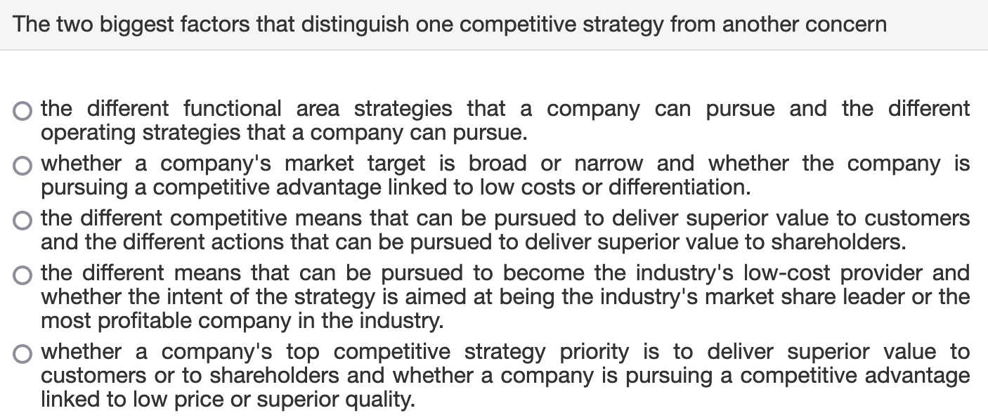 Solved The essence of a broad differentiation strategy is to | Chegg.com