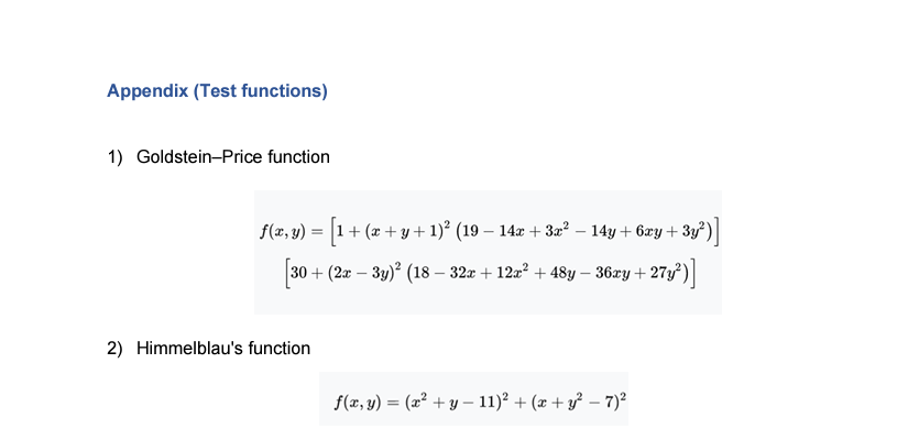 Solved Appendix (Test functions) 1) Goldstein-Price function | Chegg.com