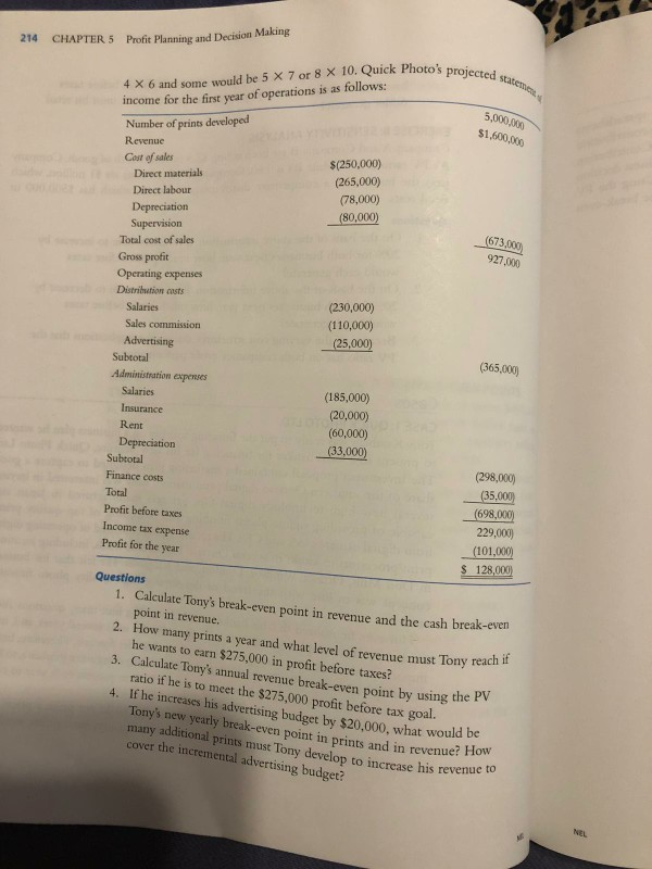 Solved Profit Planning And Decision Making 214 Chapter 5 4 X Chegg Solved Profit Planning And Decision Making 214 Chapter 5 4 X Chegg