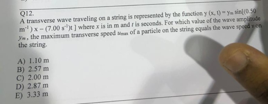 Solved Q12 A transverse wave traveling on a string is | Chegg.com