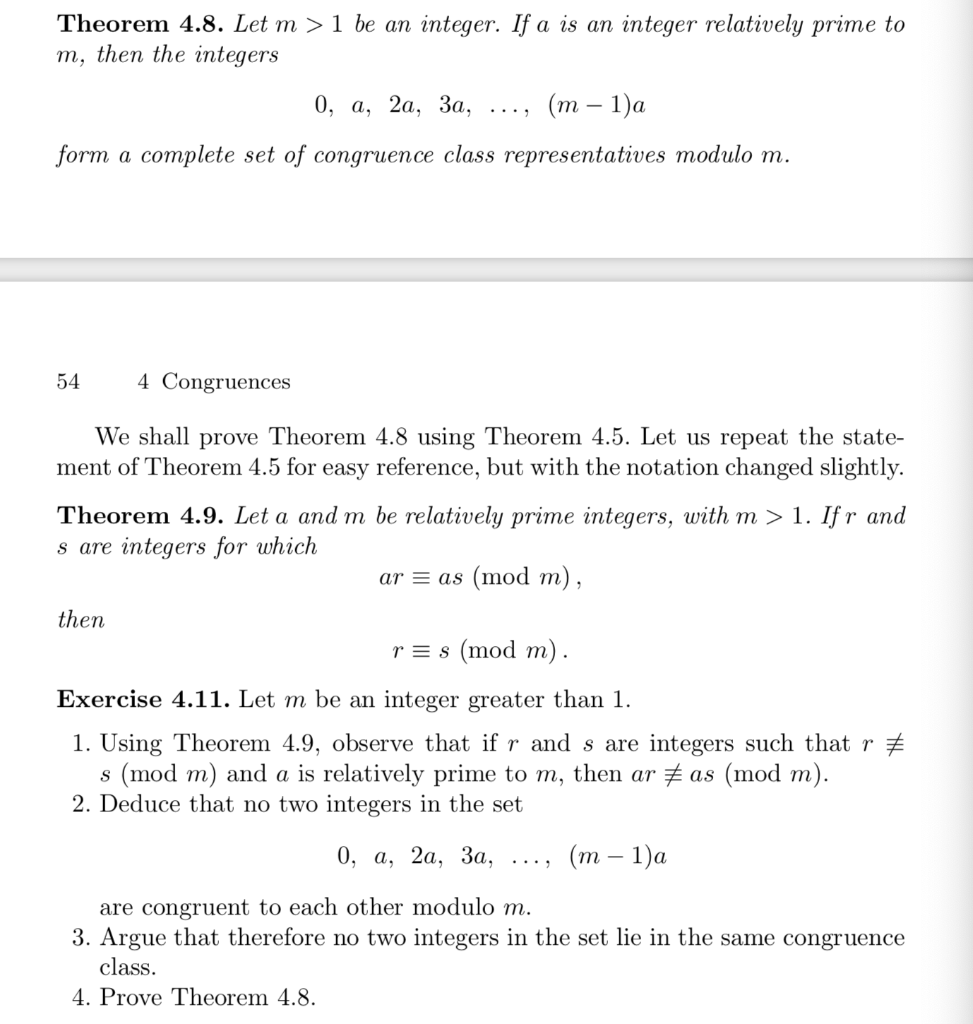 Solved Theorem 4.8. Let M > 1 Be An Integer. If A Is An | Chegg.com